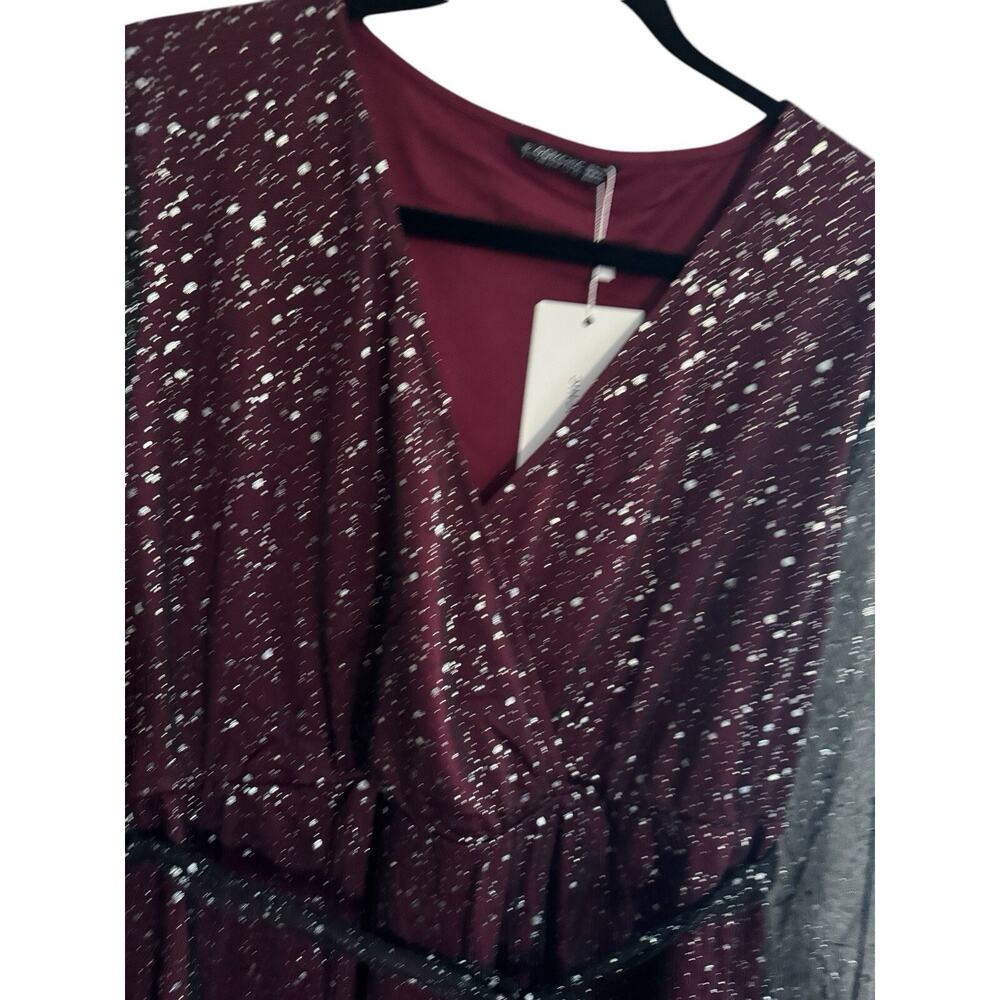 NWT Bloomchic Dress 14-16 Black Sheer Silver Burgundy Wine Fairy Witchy #3622 - Picture 4 of 10